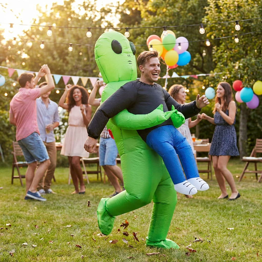 Person wearing an inflatable alien costume - lifestyle