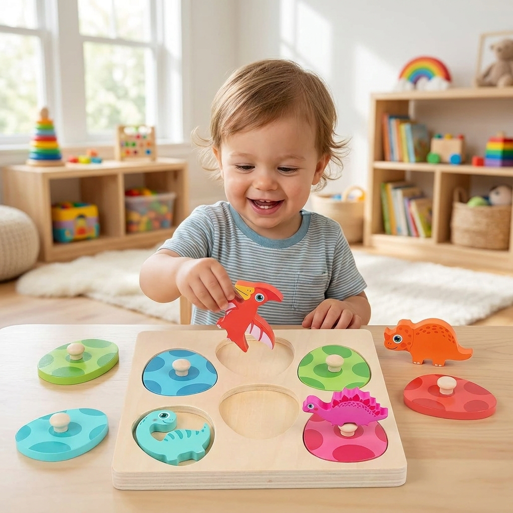 Child assembling a kids jigsaw puzzle - lifestyle