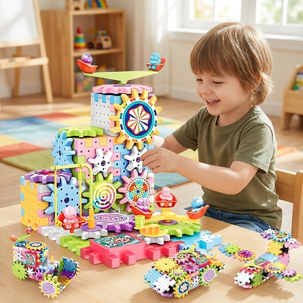 Child building with a building blocks kit - lifestyle