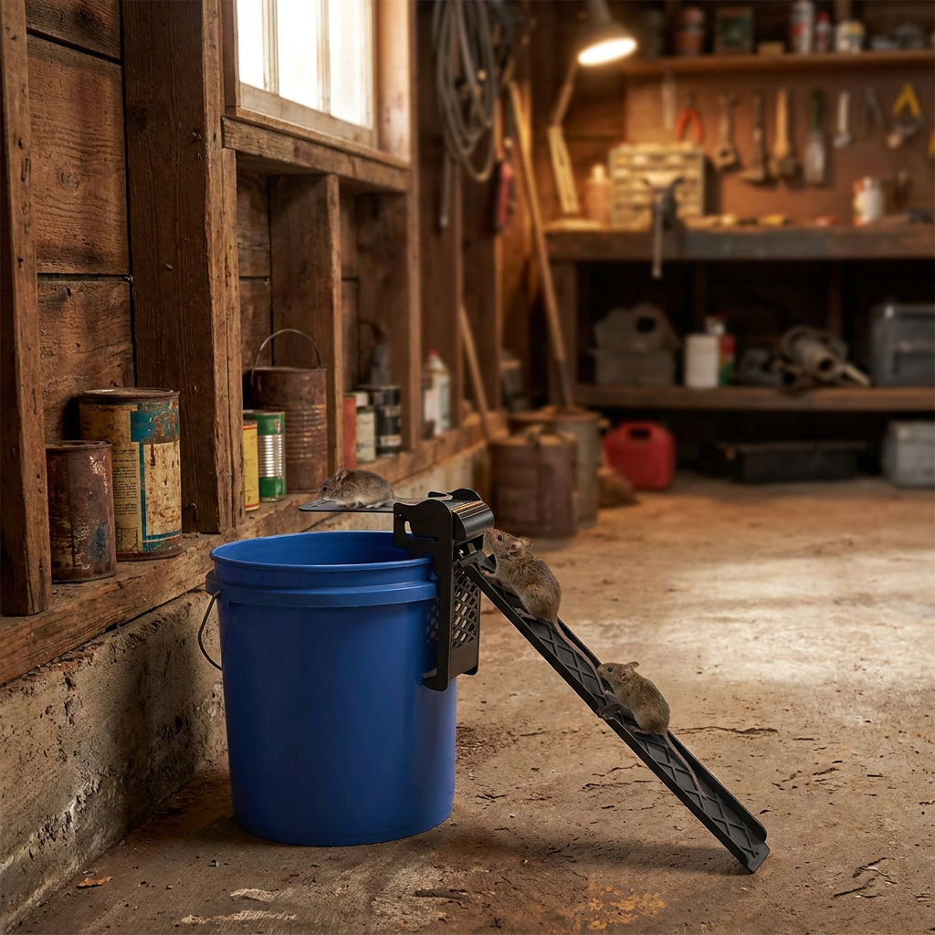 Humane mouse trap in a garage - lifestyle