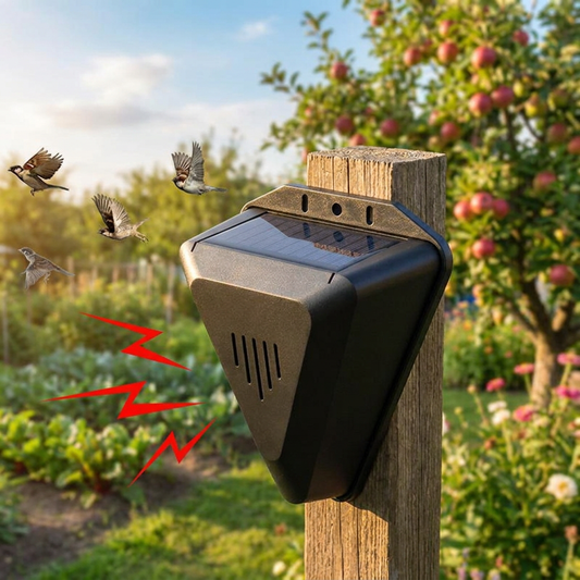 Solar outdoor bird repeller in a garden - lifestyle
