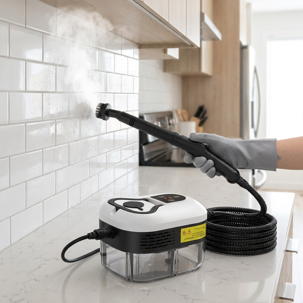 High-pressure steam cleaner cleaning a kitchen - lifestyle