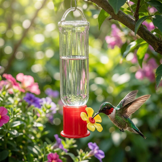 Leak-proof hummingbird feeder in a garden - lifestyle