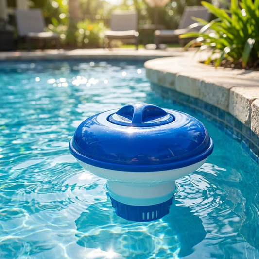 Chlorine floater in a swimming pool - lifestyle