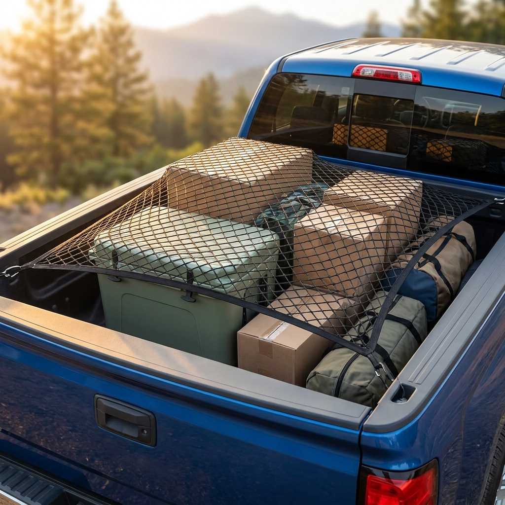 Cargo net over a truck bed - lifestyle