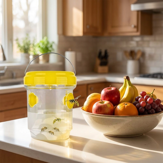 Insect fruit fly trap on a kitchen counter - lifestyle