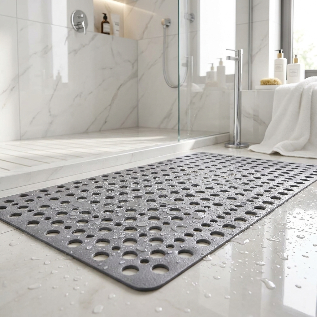 Non-slip shower mat in a modern shower - lifestyle