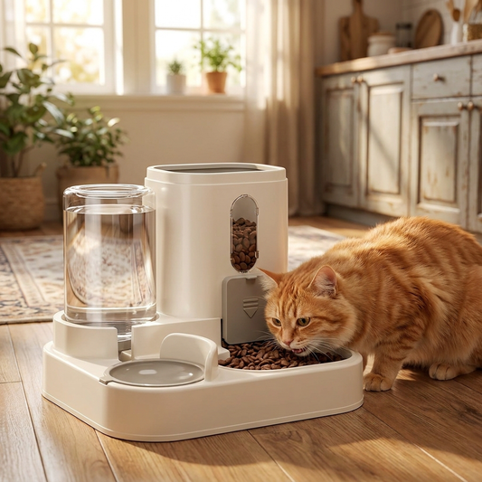 2-in-1 pet feeder with a pet eating - lifestyle
