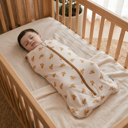 Baby sleeping in a sleeping bag in a nursery - lifestyle