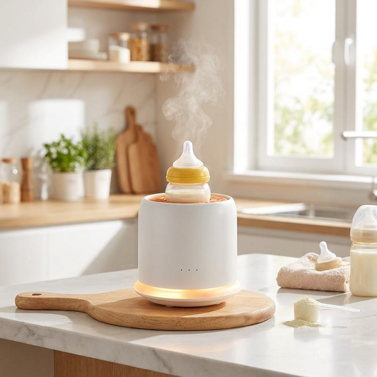 Formula milk maker preparing a bottle in a kitchen - lifestyle