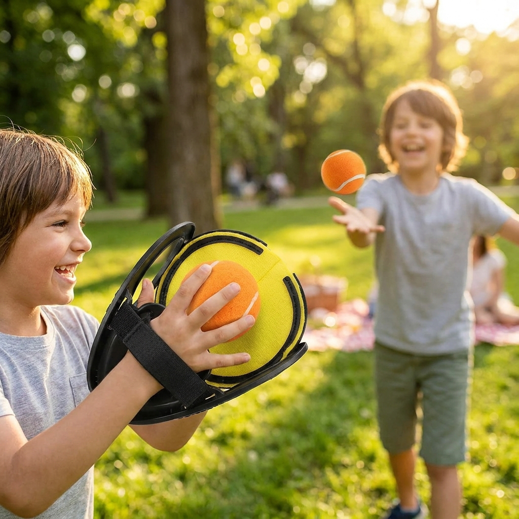 Kids playing catch ball game in a park - lifestyle