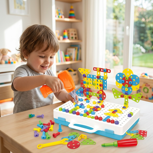 Child building with a building blocks set - lifestyle