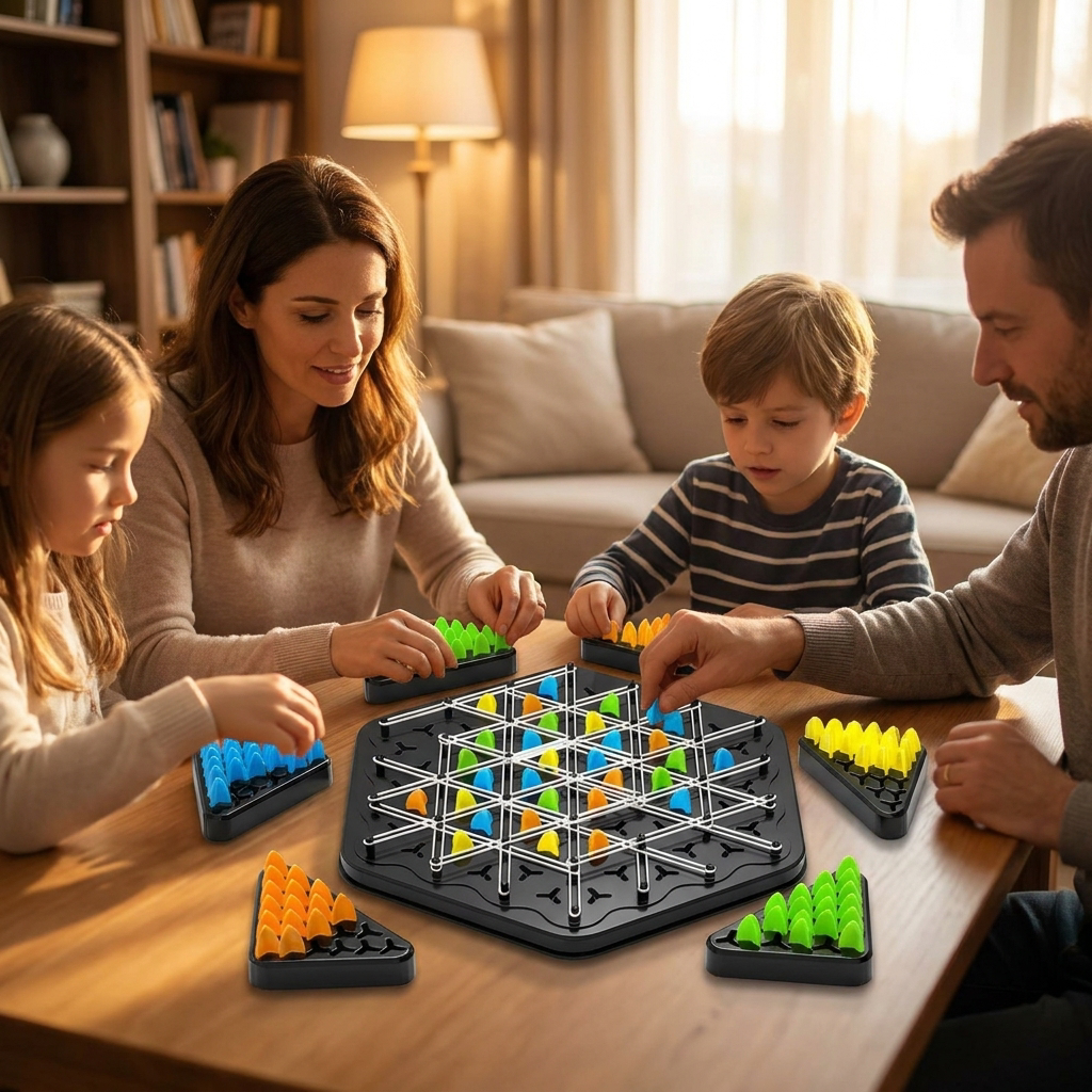 Family playing a strategy board game - lifestyle