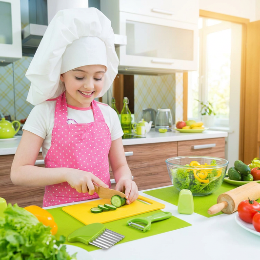 Child playing with a junior cooking tool set - lifestyle