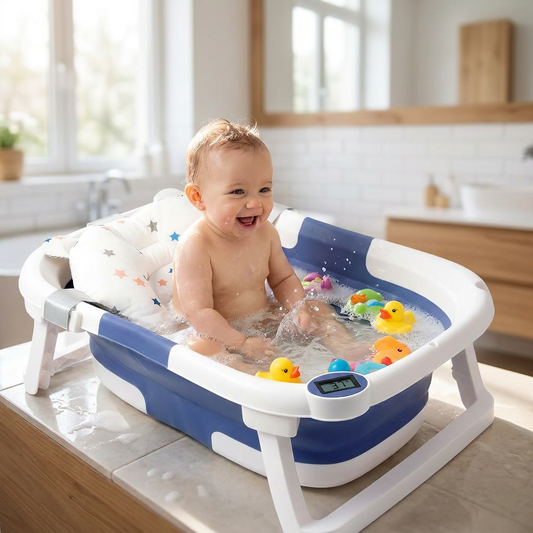 Baby playing in a baby bath tub - lifestyle