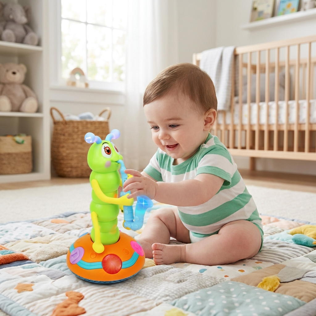 Baby playing with colorful sensory toys - lifestyle