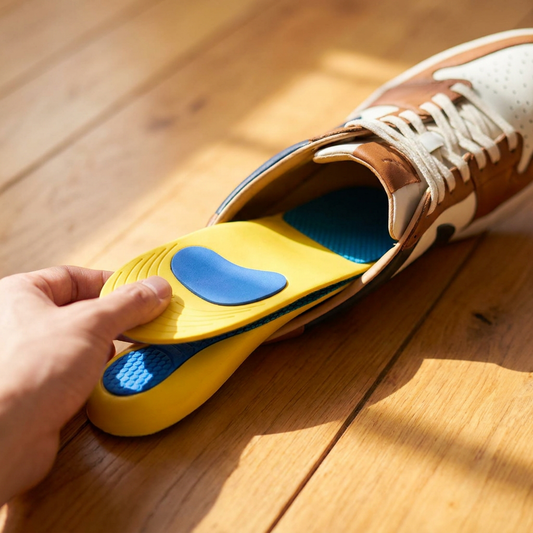 Orthopedic insoles placed into a shoe - lifestyle