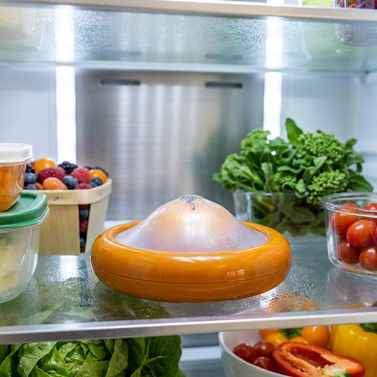 Fruit and vegetables in a fresh-keep storage box in a fridge - lifestyle