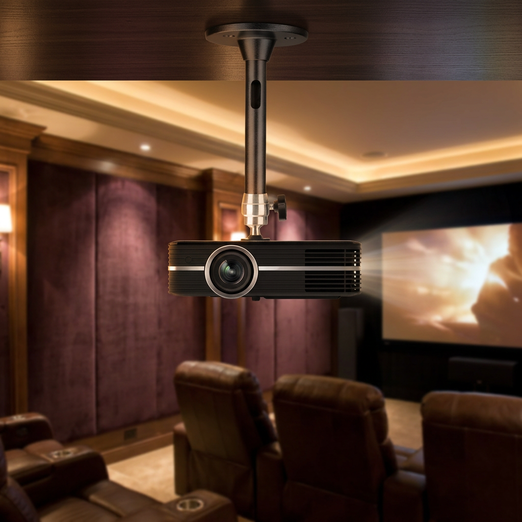 Projector on a universal ceiling mount in a home theater - lifestyle