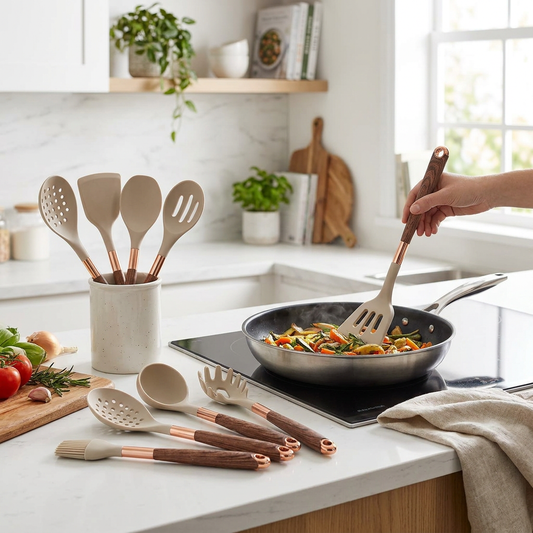 Kitchen utensil set on a modern kitchen counter - lifestyle
