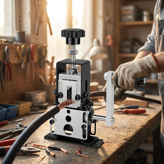 Person using a manual wire stripper on a cable - lifestyle